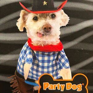 Party Dog Cowboy Western Costume w Arms & Hat: 2-Piece Set Pup Halloween Outfit
